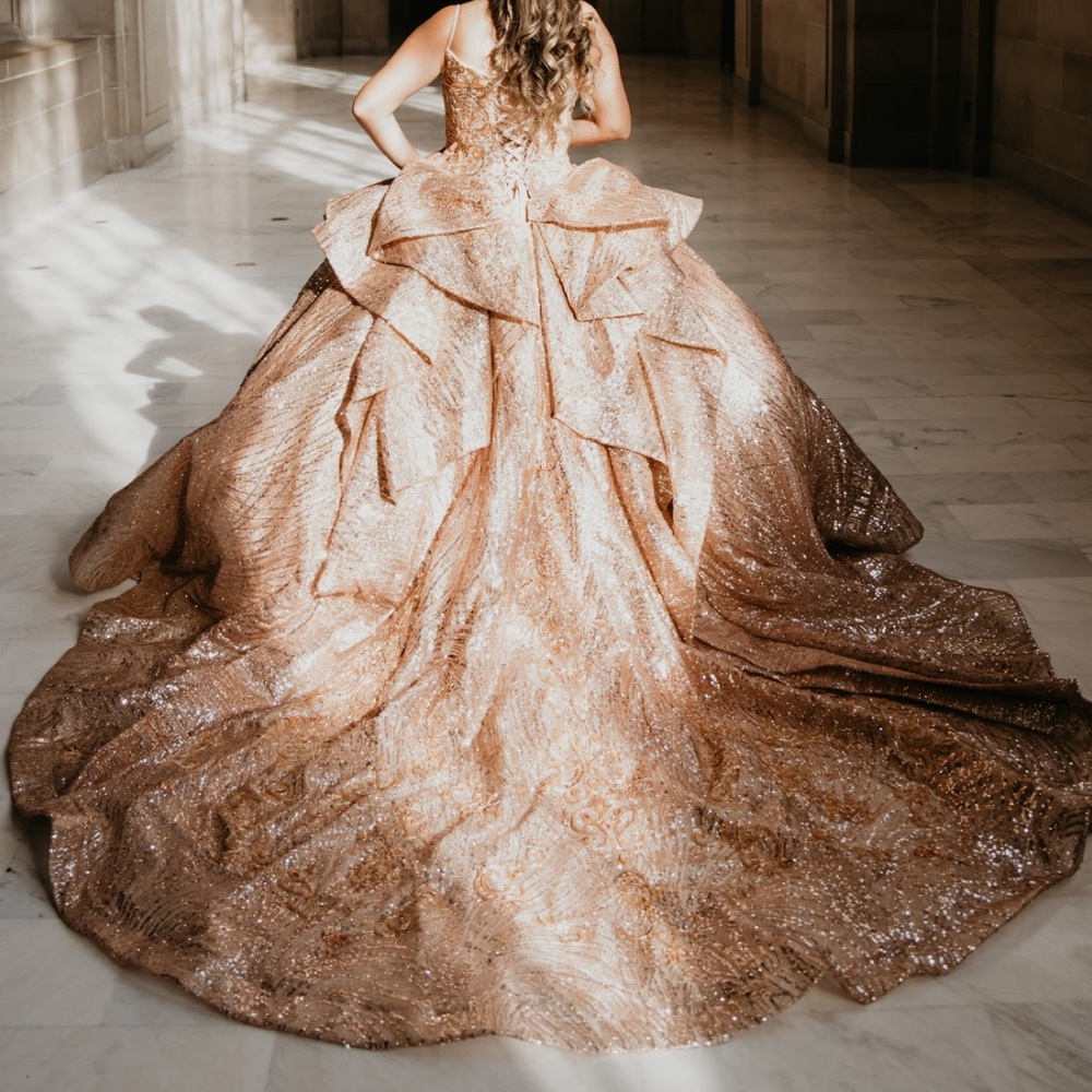 Elegant Rosegold Ball Gown for Quinceañera - Picture 3 of 6